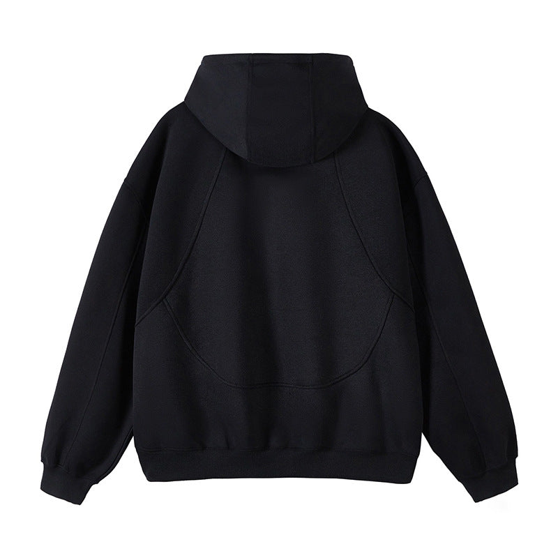 Unisex Oversize Hooded Sweat Jacket with High Stand-Up Collar and Full-Length Zipper Mune Fashion