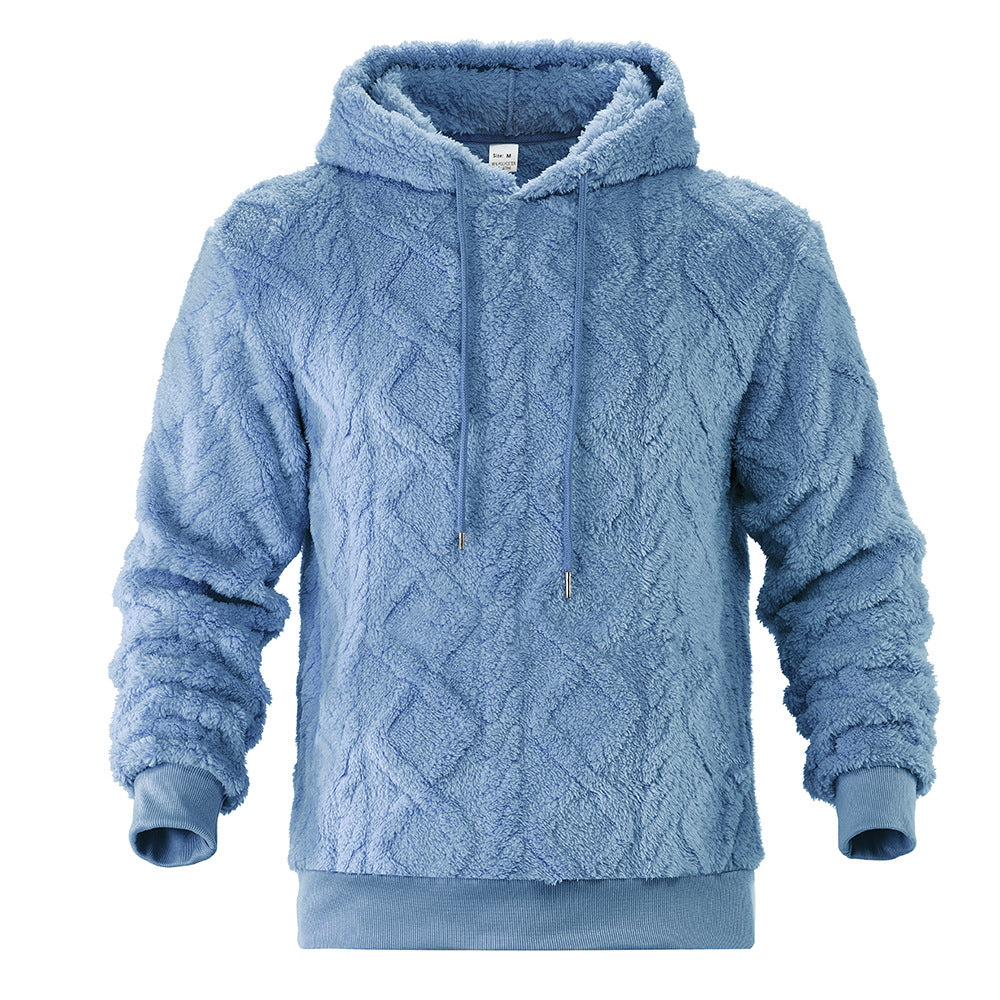 Men's teddy fleece hoodie with diamond structure, lined hood, and soft ribbed cuffs Mune Fashion