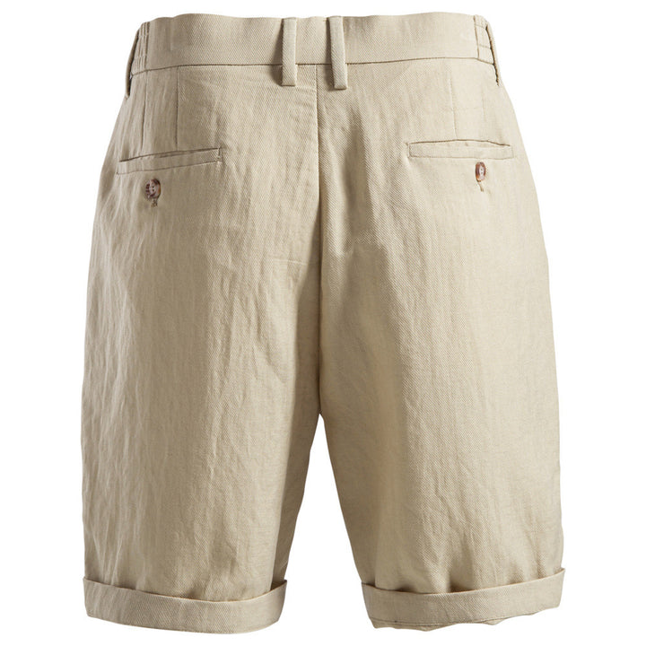 Men's casual linen shorts with cuffs and pleats Mune Fashion