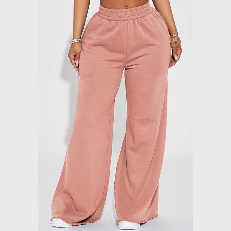 Women's wide high-waist palazzo lounge pants with double gathered comfort waistband and flowing wide-leg silhouette Mune Fashion