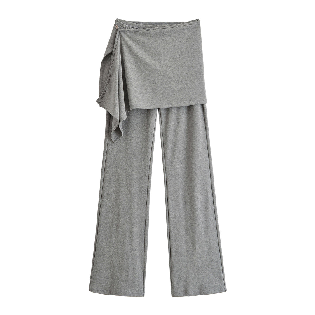 Ladies Palazzo Pants with Wrap Skirt Detail and Wide Leg Mune Fashion