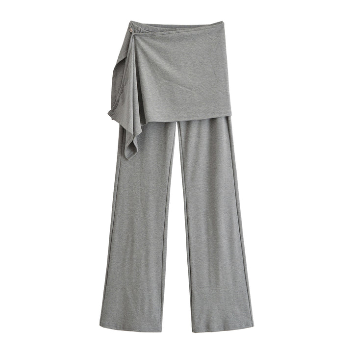 Ladies Palazzo Pants with Wrap Skirt Detail and Wide Leg Mune Fashion