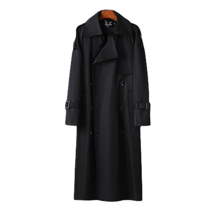 Men's Long Double-Breasted Trench Coat with Waist Belt, Epaulettes and Classic Shawl Collar Mune Fashion