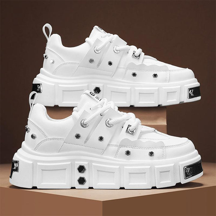 Women’s platform sneaker with decorative metal studs and textured overlay Mune Fashion