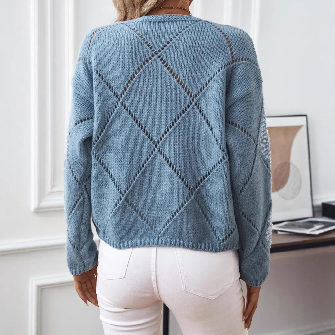 Ladies' fashionable sweater with glitter accents