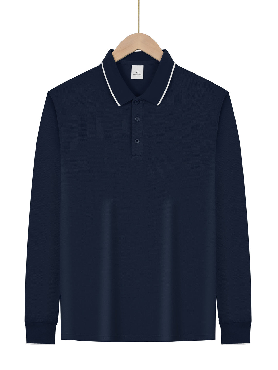 Men's Long Sleeve Pique Polo with Contrasting Collar and Cuffs Mune Fashion