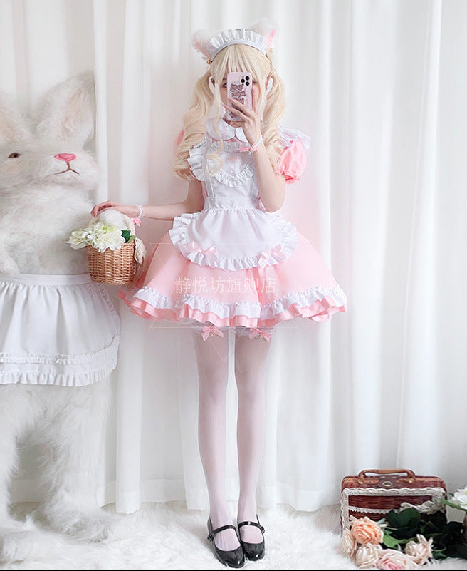Women playful costume dress with apron and cat ears Mune Fashion