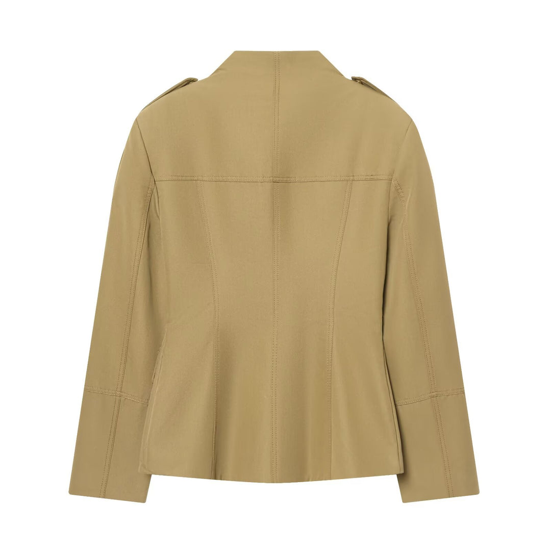 Women’s utility jacket with stand-up collar, flap pockets and shoulder epaulettes Mune Fashion