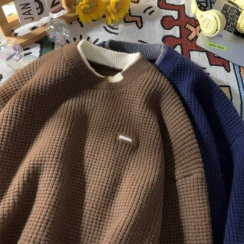 Men's chunky knit pullover with high collar Mune Fashion