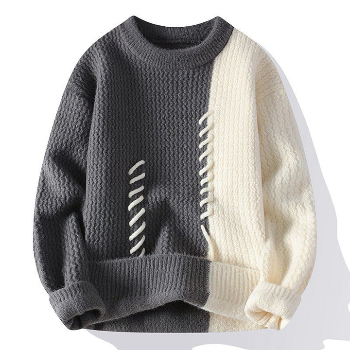 Unisex oversized knit sweater with cable pattern and decorative stitching Mune Fashion