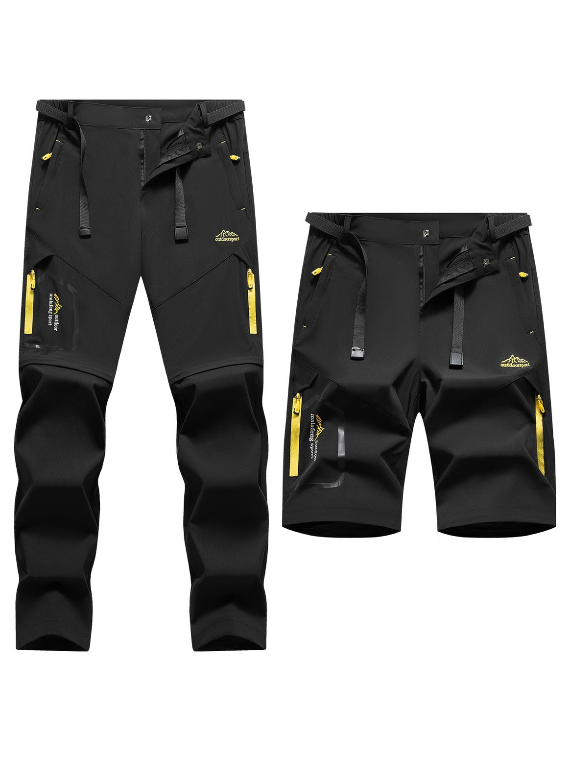 Men's Technical Softshell Zipper Hiking Pants with Removable Legs and Adjustable Belt Mune Fashion