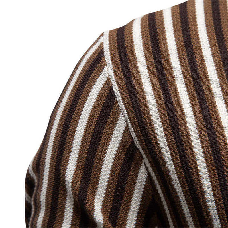 Men's striped knit polo shirt short sleeve made of fine cotton blend with polo collar and ribbed cuffs Mune Fashion
