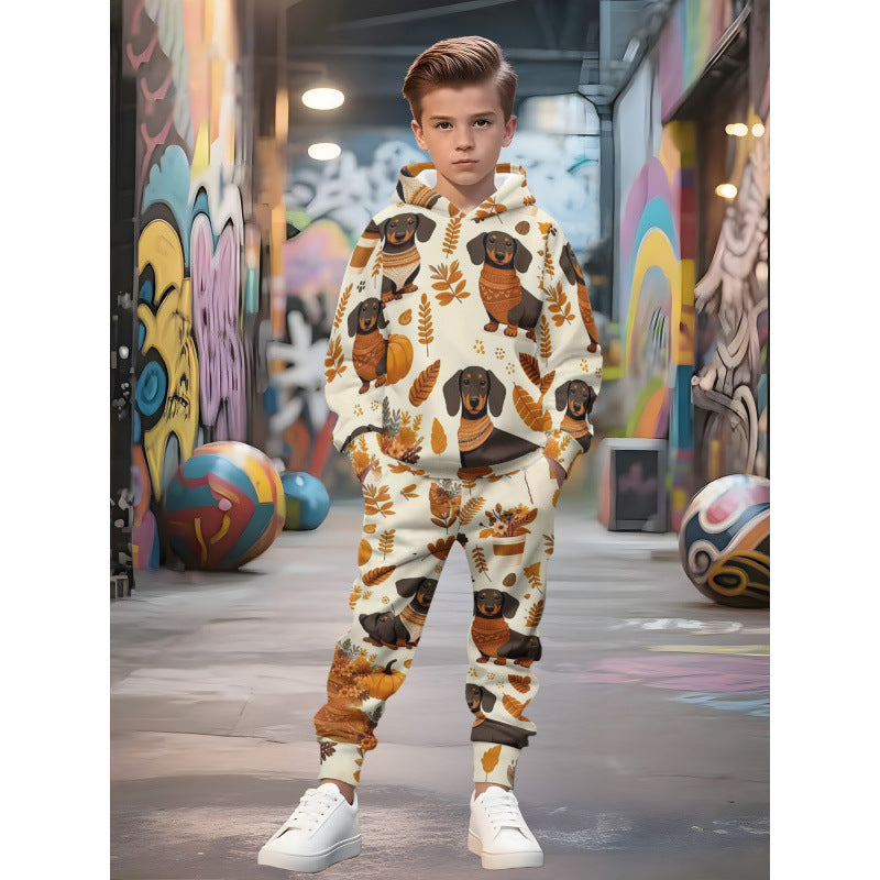 Unisex nan children's jogging suit with hoodie and detailed car print Mune Fashion
