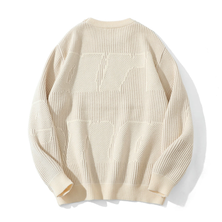 Unisex Structured Oversize Round Neck Sweater with Panel Knit Mune Fashion