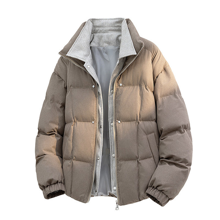 Men's Padded Quilted Jacket with Thermal Lining and High Collar Mune Fashion