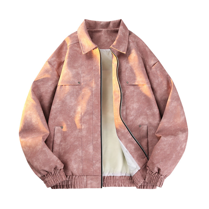 Men's vintage-inspired velour-look transitional jacket with two-way zipper, elastic hem & flap pockets Mune Fashion