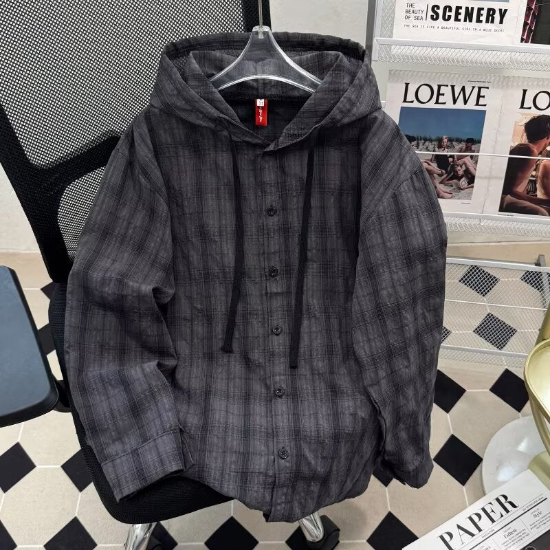 Women's URBAN CHECK HOODIE WITH BUTTON DETAILS Mune Fashion