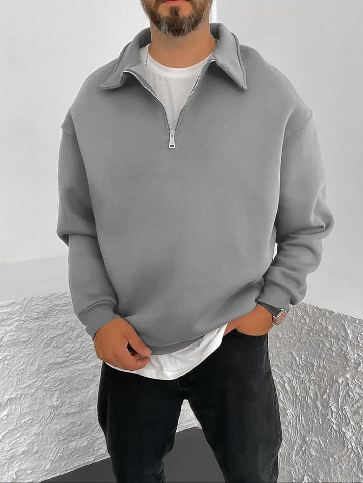 Men's Oversize Half-Zip Sweatshirt with Stand-Up Collar Mune Fashion