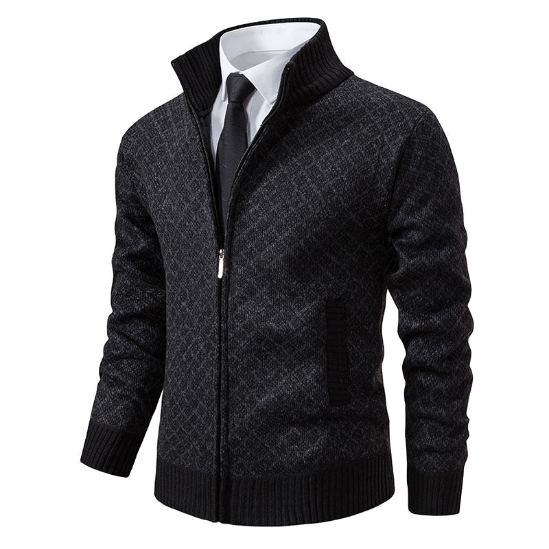 Men's patterned cardigan with stand collar and full zip Mune Fashion