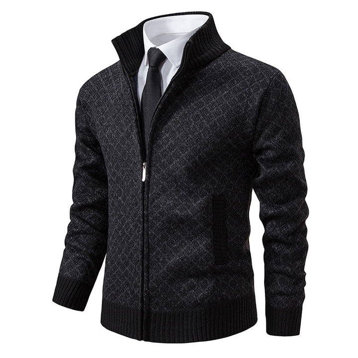 Men's patterned cardigan with stand collar and full zip Mune Fashion