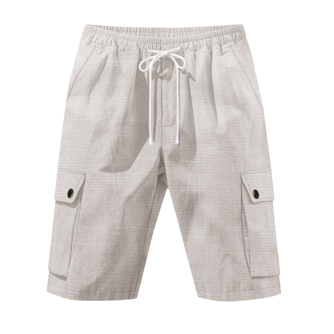 Men's non-utilitarian cargo shorts with elastic waistband, drawstring and patched flap pockets Mune Fashion
