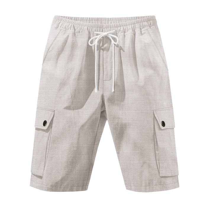 Men's non-utilitarian cargo shorts with elastic waistband, drawstring and patched flap pockets Mune Fashion