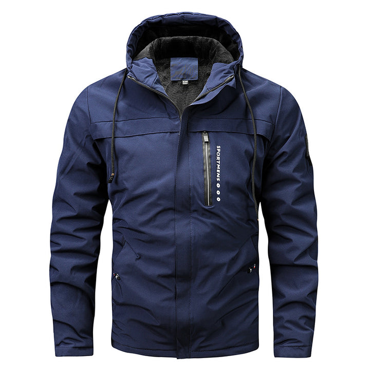 Men's windproof softshell jacket with adjustable hood, fleece inner lining and concealed zipper pockets Mune Fashion