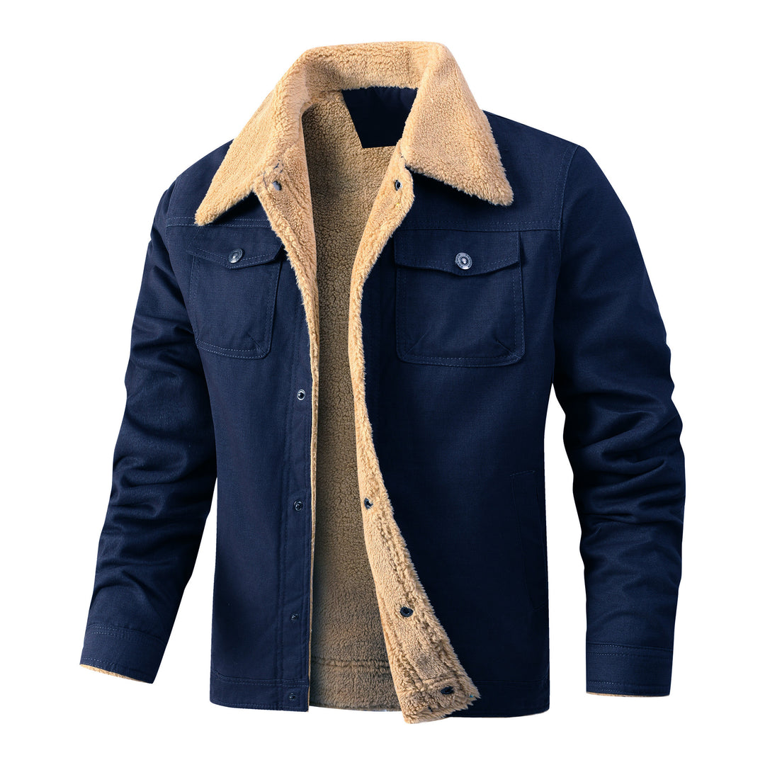 Men's trucker jacket with teddy lining and sturdy canvas outer layer Mune Fashion