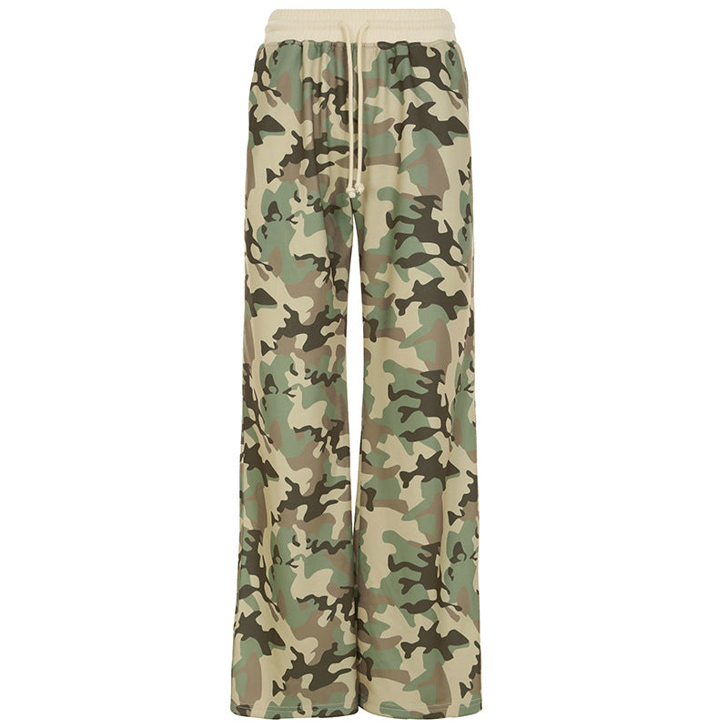 Mune | Unformal Contrast Color Overall Hoodie Long Sleeve Sweatshirt Pants Two Piece Camouflage Cardigan Pants Set