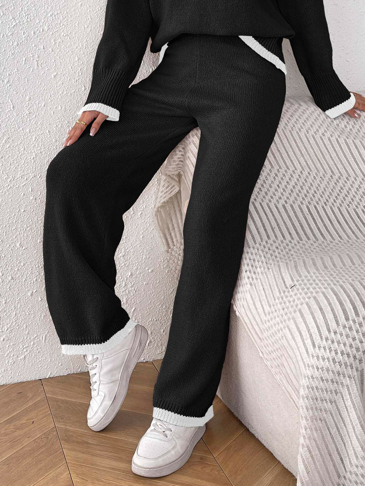 Women's casual knit pants with contrasting cuffs Mune Fashion