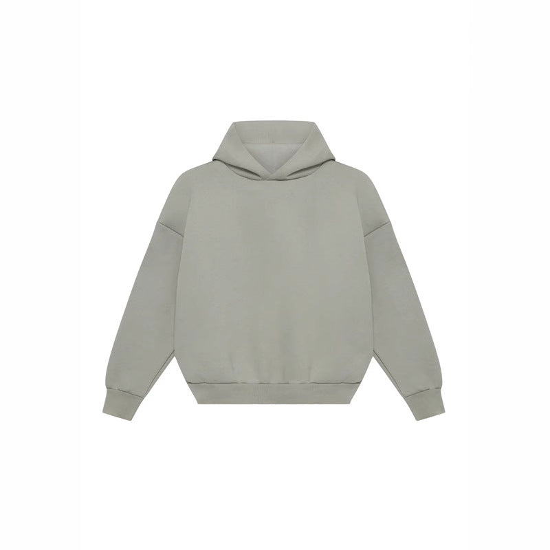 Unisex minimalist hoodie without kangaroo pocket with dropped shoulder and ribbed hem Mune Fashion
