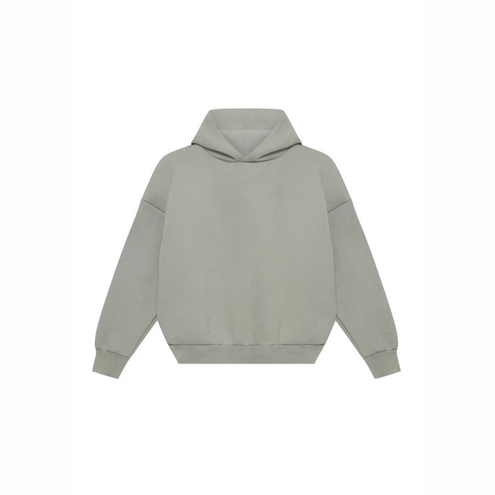 Unisex minimalist hoodie without kangaroo pocket with dropped shoulder and ribbed hem Mune Fashion