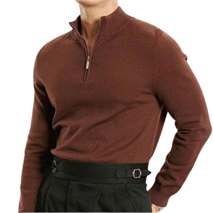 Men's luxurious fine knit half zip pullover with concealed zipper and narrow rib Mune Fashion