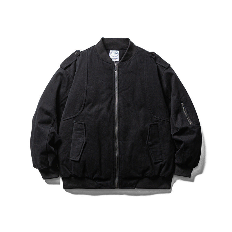 Men's Robust Canvas Bomber Jacket with Utility Pockets and Ribbed Cuffs Mune Fashion