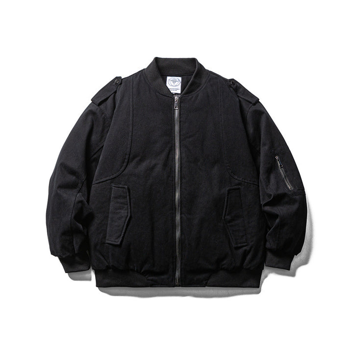 Men's Robust Canvas Bomber Jacket with Utility Pockets and Ribbed Cuffs Mune Fashion