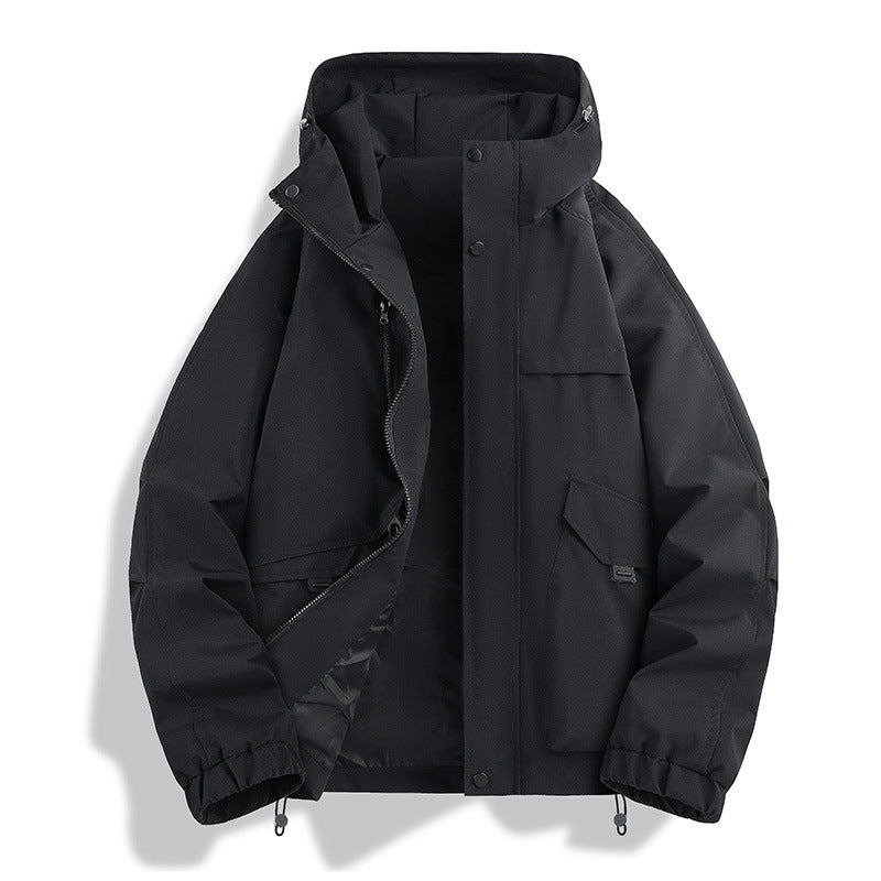 Unisex Lightweight two-tone wind and rain jacket with hood, drawstring and zip pockets Mune Fashion