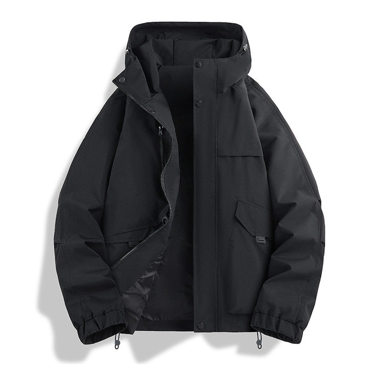 Unisex Lightweight two-tone wind and rain jacket with hood, drawstring and zip pockets Mune Fashion