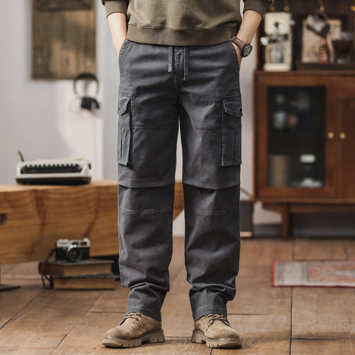 Herren Cargo-Hose im Utility-Stil mit Elastikbund, Kordelzug und Mehrfach-Taschen Mune Fashion