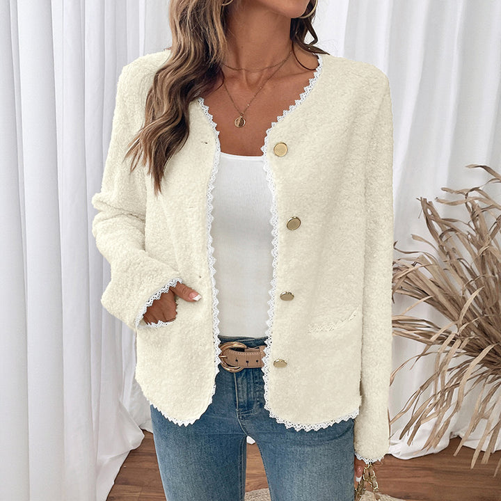 Women Elegant Cardigan with Lace Decorations Mune Fashion