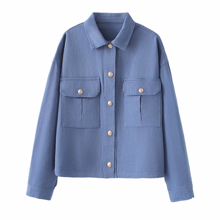 Women's Oversize Utility Jacket made of twill with appliquéd chest pockets Mune Fashion