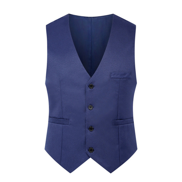 Men's Tailored Satin-Lined Suit Vest with Distinctive V-Neck and Flap Pockets Mune Fashion