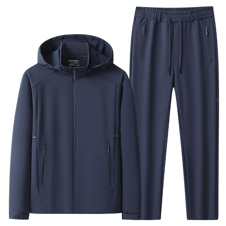Men's Weatherproof Softshell Training Suit with Hooded Zip Jacket, Zipper Pockets & Tapered Jogging Pants Mune Fashion