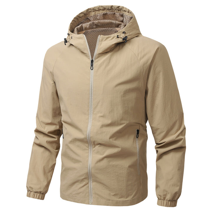 Men's Lightweight Hooded Windbreaker with Mesh Lining, Full-Length Zipper & Elastic Cuffs Mune Fashion
