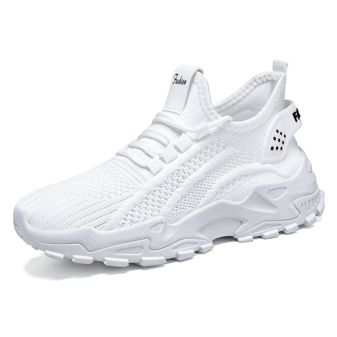 Unisex nan breathable knitted sneakers with thick profile sole and elastic slip-on Mune Fashion