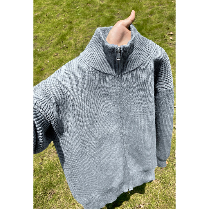 Women High-Quality Knit Sweater with Stand-Up Collar Mune Fashion