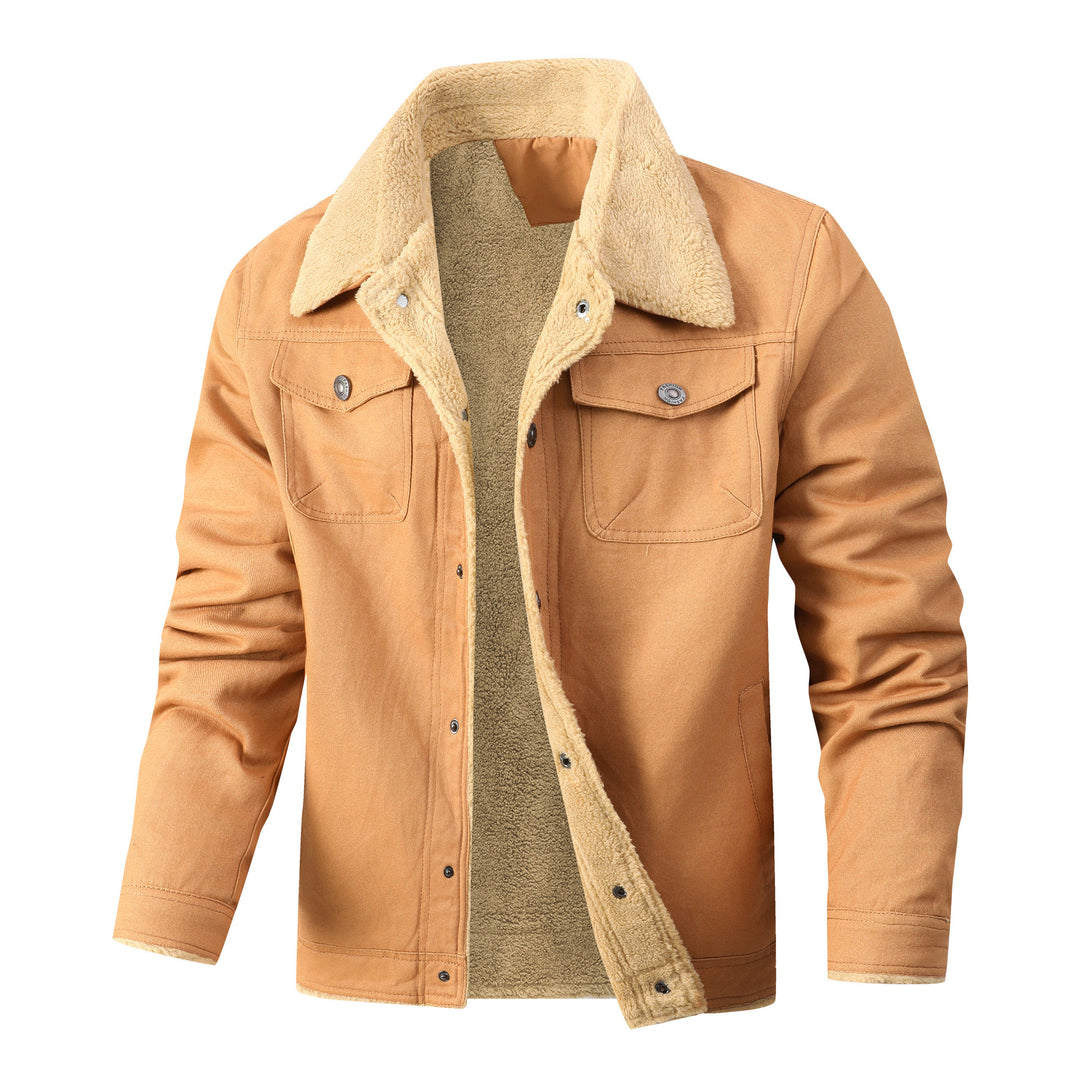 Men's Sherpa-lined canvas jacket with shirt collar Mune Fashion