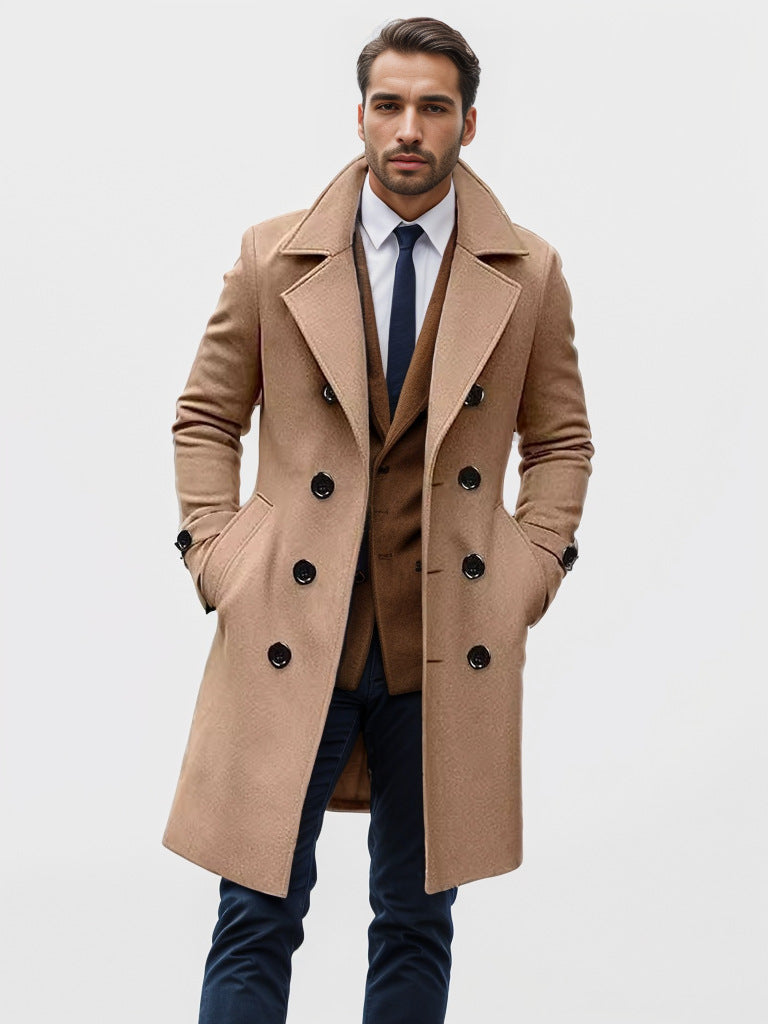Men's double-breasted wool coat with wide lapels and fitted silhouette Mune Fashion