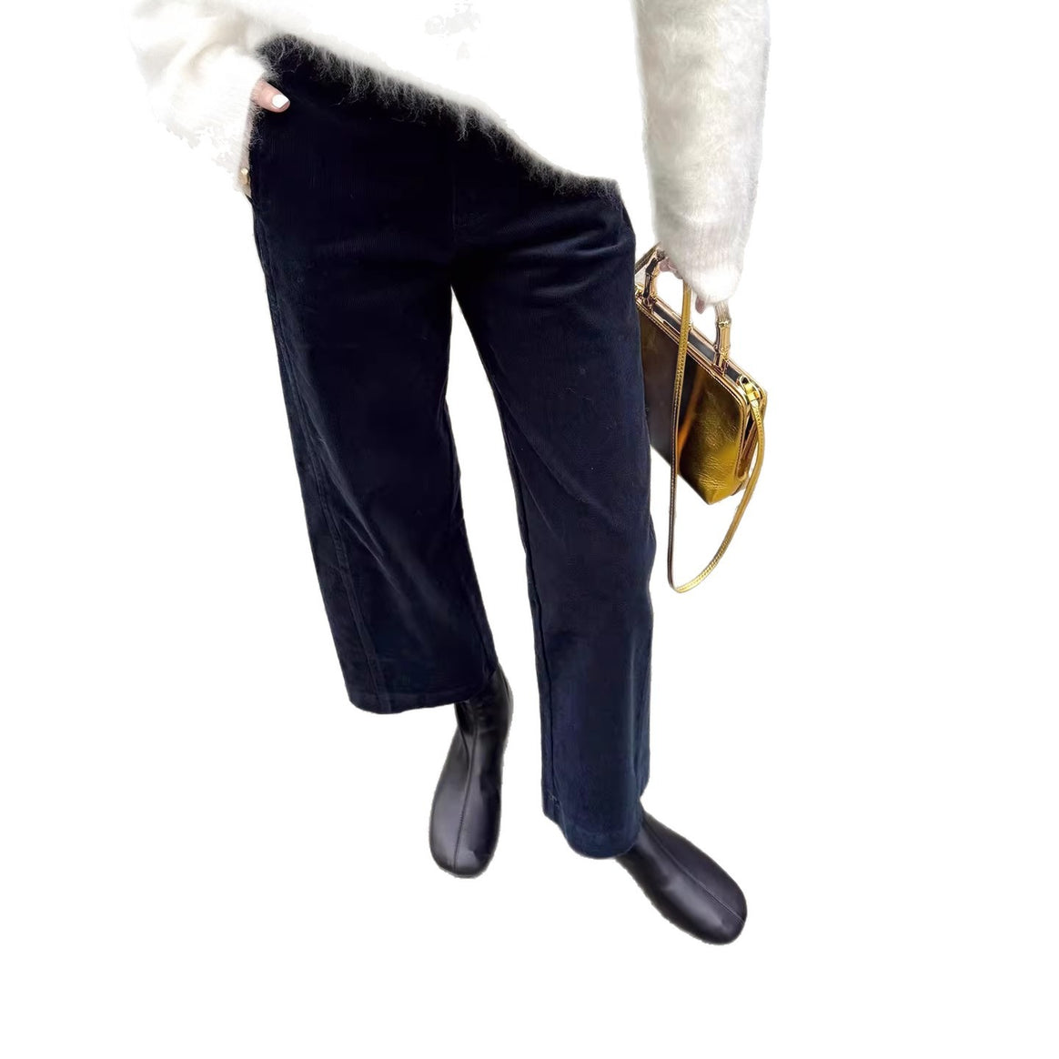 Women's High-Waisted Velvet Culotte with Wide Leg and Discreet Side Pockets Mune Fashion