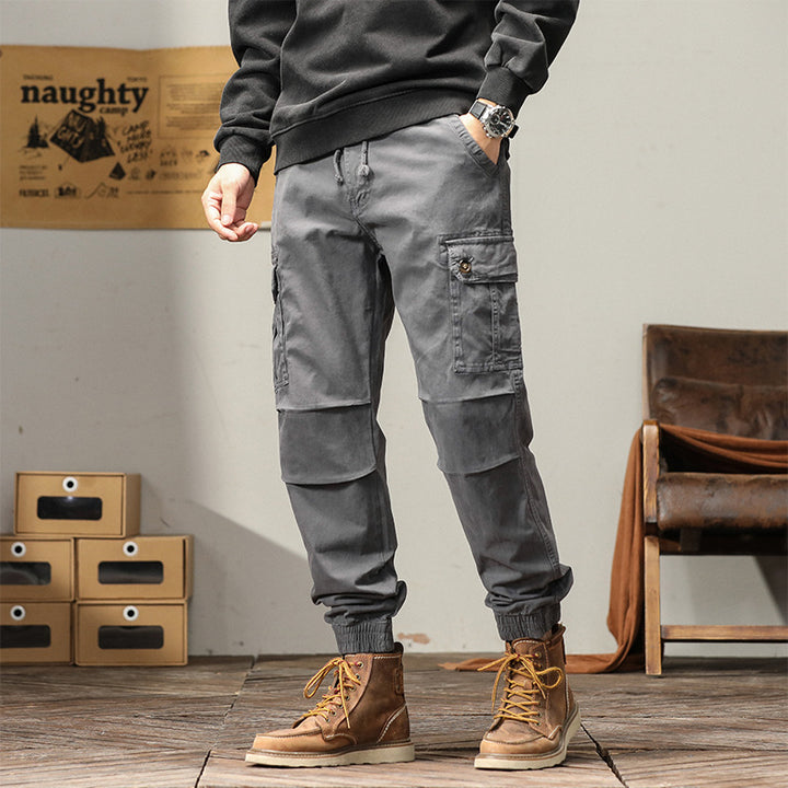 Herren Funktionale Cargo-Joggerhose im Urban-Workwear-Stil mit Kordelbund und Klapptaschen Mune Fashion