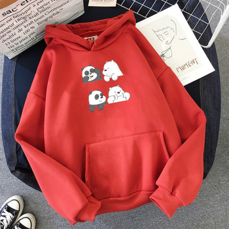 Unisex hooded sweatshirt with cute comic animal print, kangaroo pocket and soft fleece inner lining Mune Fashion